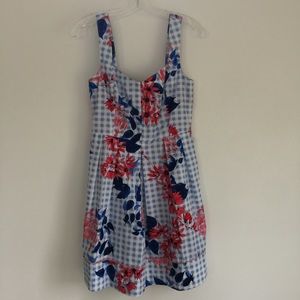 DRAPER JAMES Blue Gingham Floral Dress